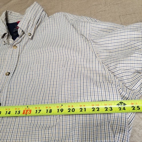 Wrangler Men's Beige Plaid Button Up Shirt Size XL Long Sleeve Cool River Cotton - Picture 8 of 11